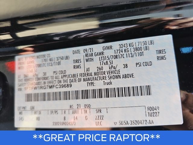 2021 Ford F-150 Raptor